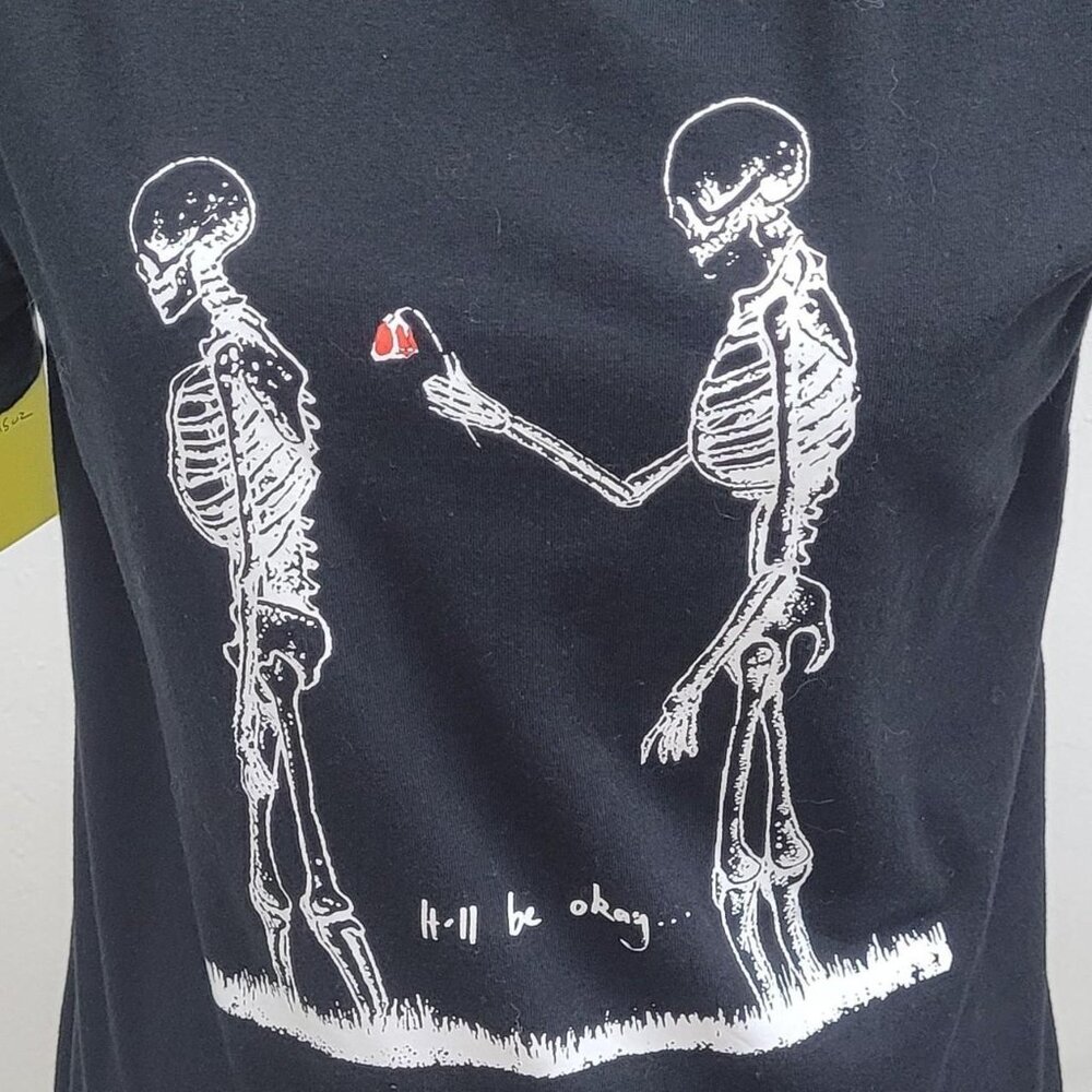 Chicyea Small Black cotton "It'll be okay" skeleton tee #goth #skater
